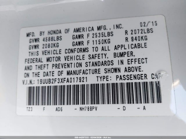 Aukcja sprzedaży 2015 Acura Tlx V6, vin: 19UUB2F3XFA017921, numer aukcji: 44297333