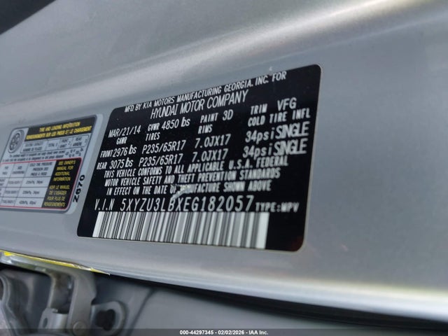 5XYZU3LBXEG182057 Hyundai Santa Fe Sport 2.4l