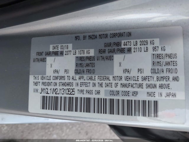 2018 MAZDA MAZDA6 JM1GL1VM2J1310525 Photo 8