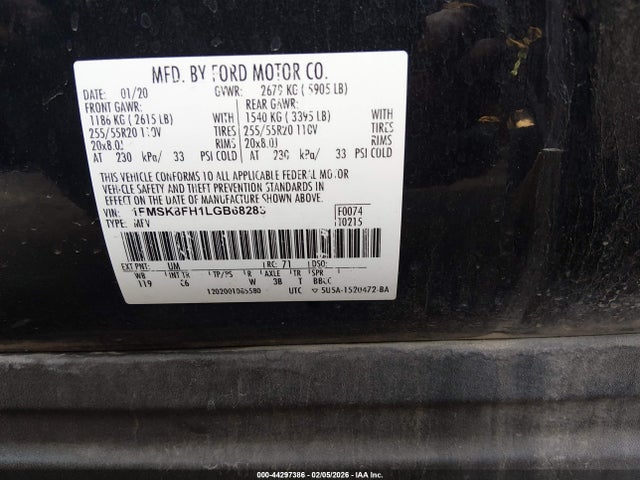 1FMSK8FH1LGB68283 Ford Explorer Limited