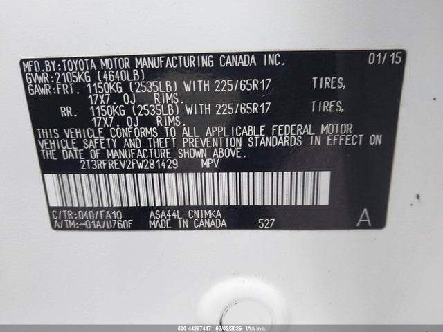 Toyota Rav4 Xle 2015 2T3RFREV2FW281429 Image 9