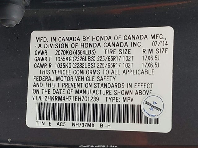Honda Cr-v Ex-l 2014 2HKRM4H71EH701239 Image 9