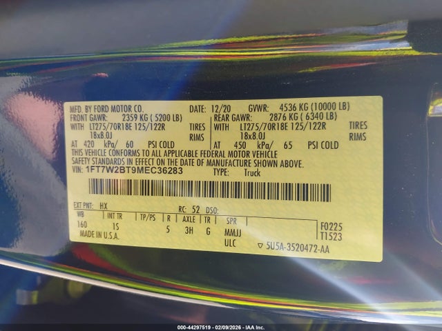 1FT7W2BT9MEC36283 Ford F-250 Xl