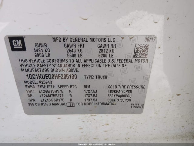 1GC1KUEG0HF205130 Chevrolet Silverado 2500hd Wt