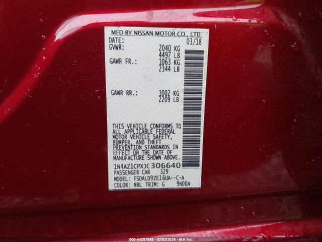 1N4AZ1CPXJC306640 Nissan LEAF SV