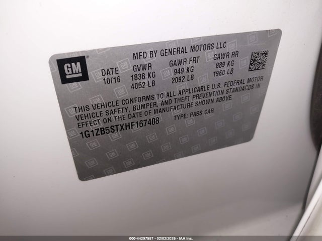 1G1ZB5STXHF167408 Chevrolet MALIBU LS