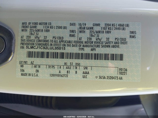 5LMCJ1C92LUL05015 Lincoln Corsair Standard