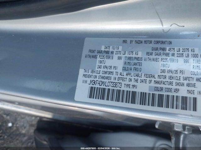 44297605 :رقم المزاد ، JM3KFADMXL0733873 vin ، 2020 Mazda Cx-5 Grand Touring مزاد بيع