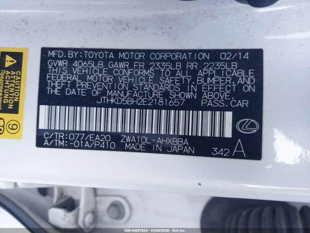 Lexus CT 200H 2014 JTHKD5BH2E2181657 Image 9