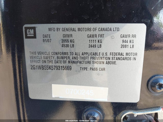 2007 CHEVROLET IMPALA 2G1WB55K579315669 Photo 8