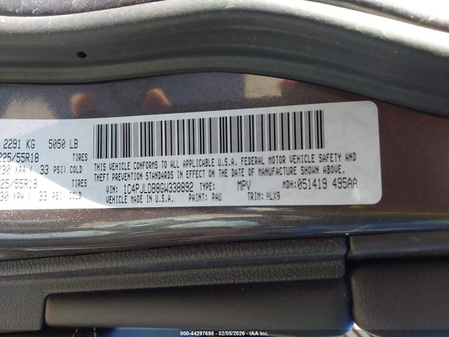 1C4PJLDB8GW338892 Jeep Cherokee Limited