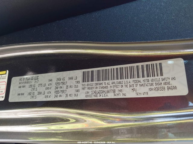 1C4BJWDG0HL607798 Jeep Wrangler Unlimited Sport 4x4