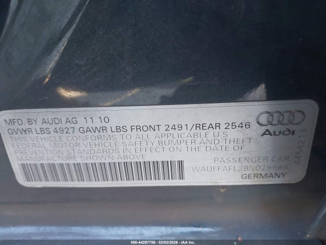 2011 AUDI A4 WAUFFAFL2BN029986 Photo 8