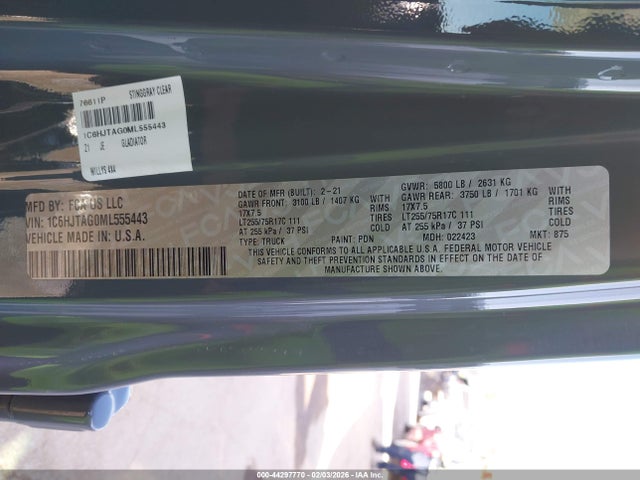 Jeep Gladiator Willys 4x4 2021 1C6HJTAG0ML555443 Image 9