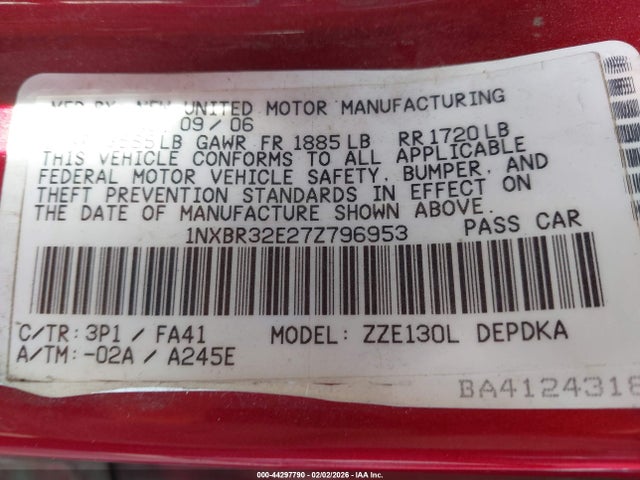 2007 TOYOTA COROLLA 1NXBR32E27Z796953 Photo 8