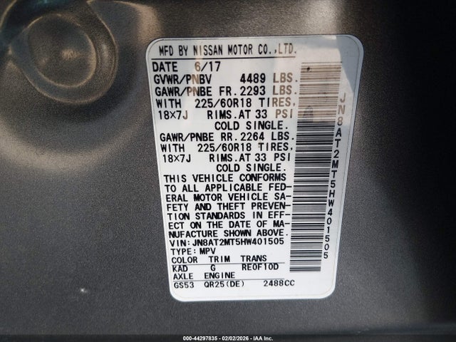 JN8AT2MT5HW401505 Nissan Rogue Sl
