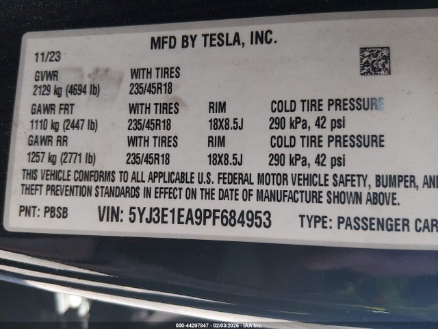 2023 TESLA MODEL 3 5YJ3E1EA9PF684953 Photo 8