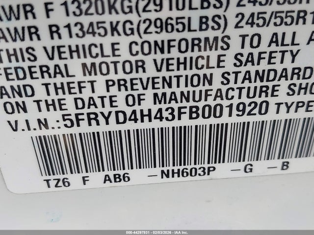 2015 ACURA MDX 5FRYD4H43FB001920 Photo 8