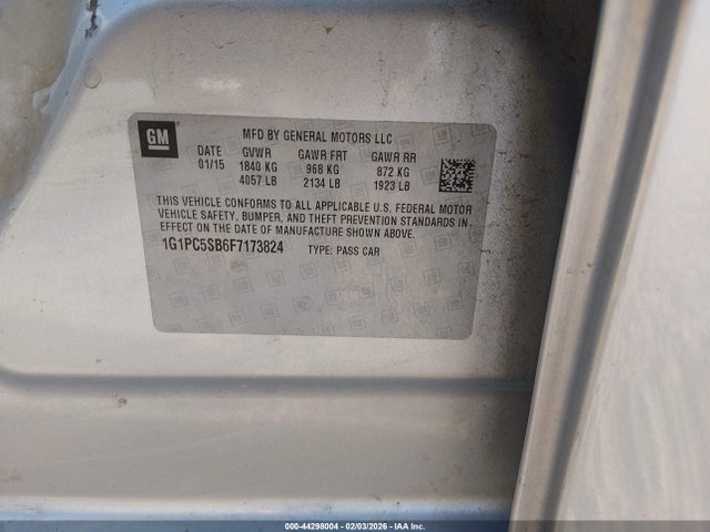 1G1PC5SB6F7173824 Chevrolet Cruze 1lt Auto