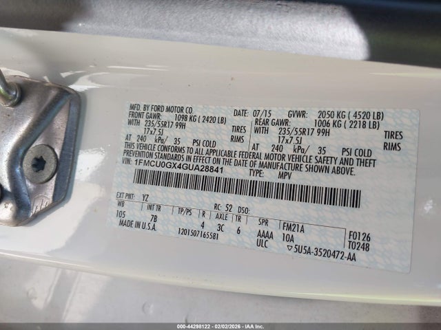 1FMCU0GX4GUA28841 Ford ESCAPE SE