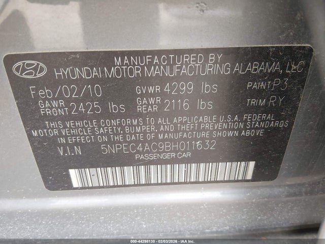 2011 HYUNDAI SONATA 5NPEC4AC9BH011632 Photo 8