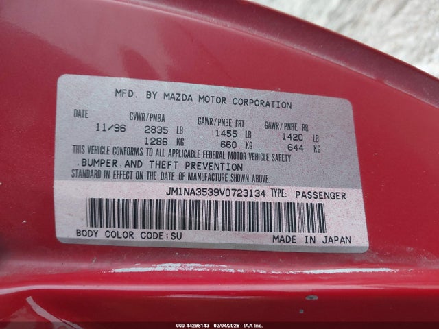 Продаж на аукціоні авто 1997 Mazda Mx-5 Miata Leather Pkg/m Edition/popular Equipment Pkg/r Pkg./sto/touring Pkg, vin: JM1NA3539V0723134, номер лоту: 44298143