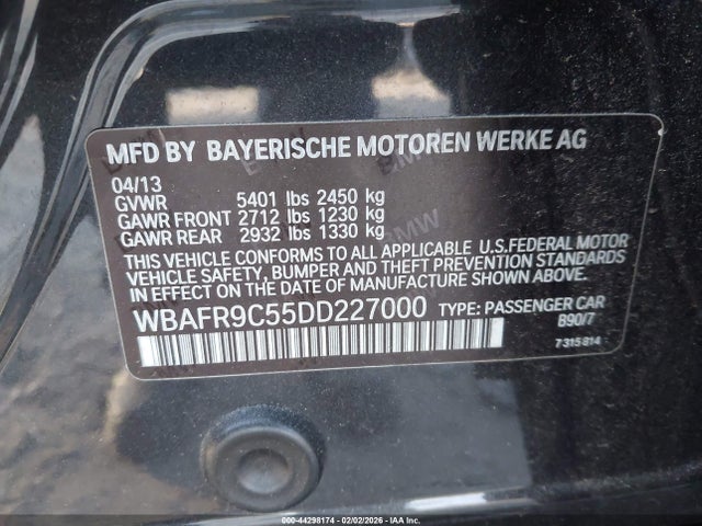 2013 BMW 550I WBAFR9C55DD227000 Photo 8