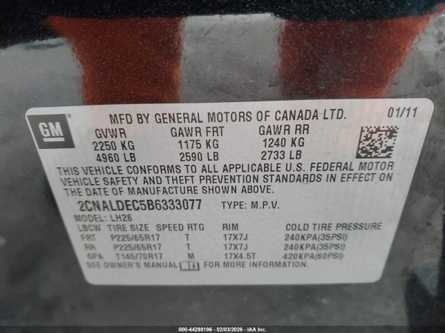 2011 CHEVROLET EQUINOX 2CNALDEC5B6333077 Photo 8