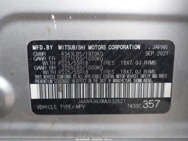 2021 MITSUBISHI OUTLANDER SPORT JA4ARUAU9MU032621 Photo 8