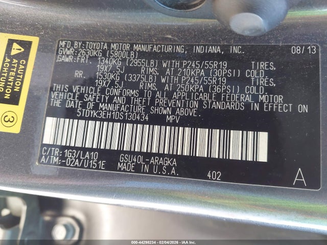 2013 TOYOTA HIGHLANDER 5TDYK3EH1DS130434 Photo 8