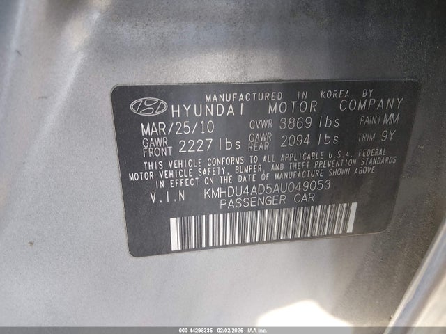 2010 HYUNDAI ELANTRA KMHDU4AD5AU049053 Photo 8