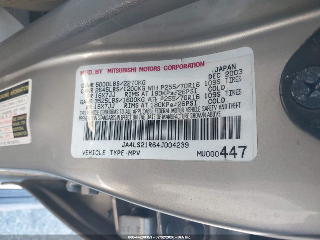 2004 MITSUBISHI MONTERO SPORT JA4LS21R64J004239 Photo 8