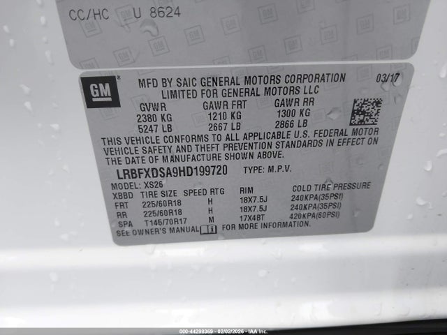 Продажа на аукционе авто 2017 Buick Envision Essence, vin: LRBFXDSA9HD199720, номер лота: 44298369