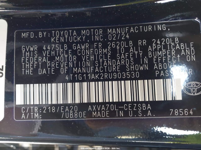 Toyota CAMRY SE 2024 4T1G11AK2RU903530 Image 9
