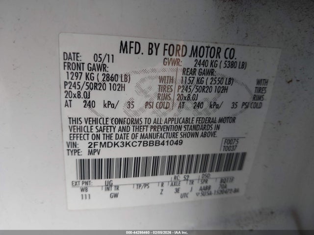 2011 FORD EDGE 2FMDK3KC7BBB41049 Photo 8