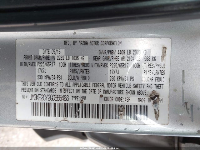 Aukcja sprzedaży 2016 Mazda Cx-5 Touring, vin: JM3KE2CY2G0665488, numer aukcji: 44298543