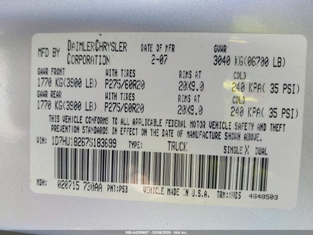 2007 DODGE RAM 1500 1D7HU18267S183699 Photo 8