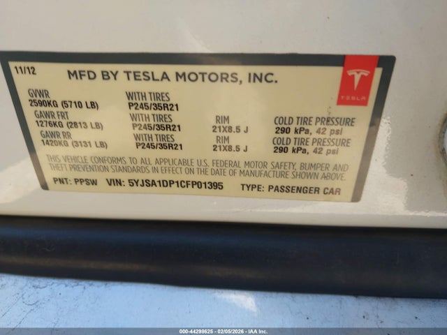 2012 TESLA MODEL S 5YJSA1DP1CFP01395 Photo 8