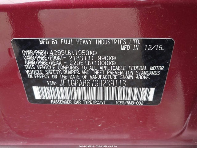 Subaru Impreza 2.0i Premium 2016 JF1GPAB67GH239113 Image 9