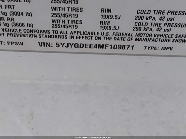 2021 TESLA MODEL Y 5YJYGDEE4MF109871 Photo 8