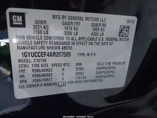 2010 CADILLAC ESCALADE 1GYUCCEF4AR267589 Photo 8