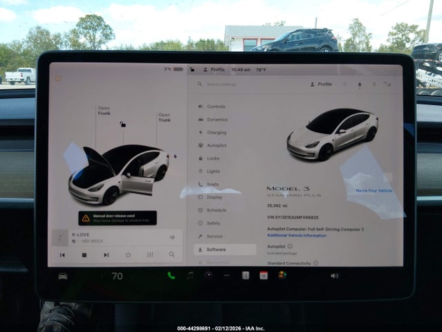 Продажа на аукционе авто 2021 Tesla Model 3 Standard Range Plus Rear-wheel Drive, vin: 5YJ3E1EA2MF096825, номер лота: 44298691