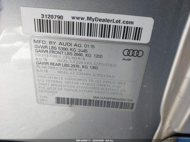 2015 AUDI Q5 WA1LFAFP8FA089156 Photo 8