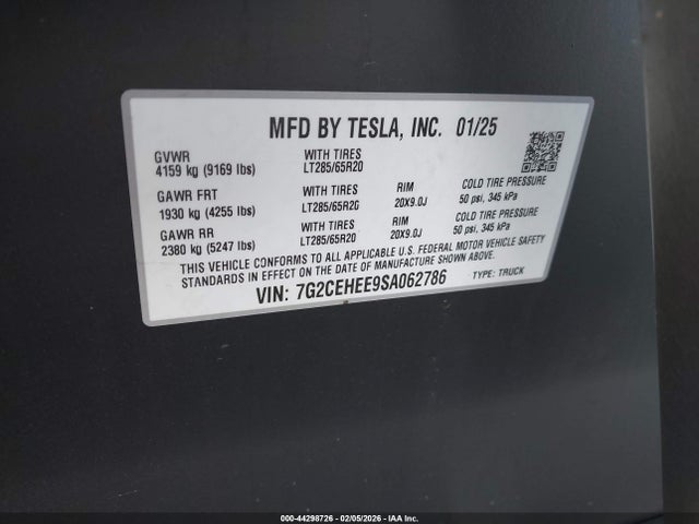 2025 TESLA CYBERTRUCK 7G2CEHEE9SA062786 Photo 8