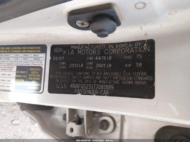 Продажа на аукционе авто 2007 Kia Rondo Lx, vin: KNAFG525177081889, номер лота: 44298750