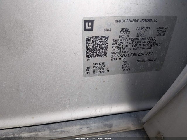 Продаж на аукціоні авто 2019 Gmc Acadia Denali, vin: 1GKKNXLS5KZ102834, номер лоту: 44298780
