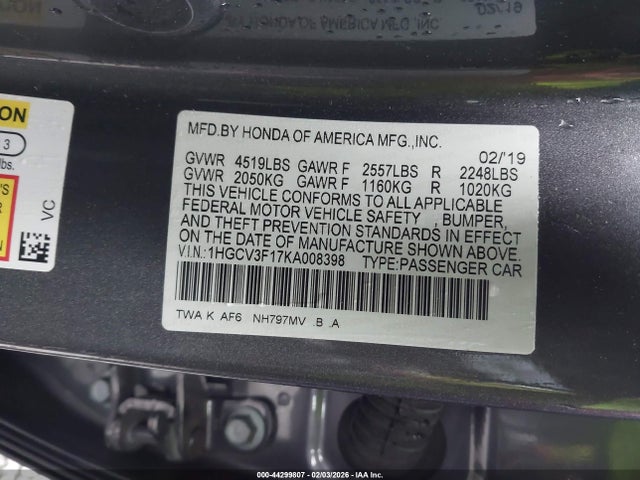 1HGCV3F17KA008398 Honda ACCORD HYBRID