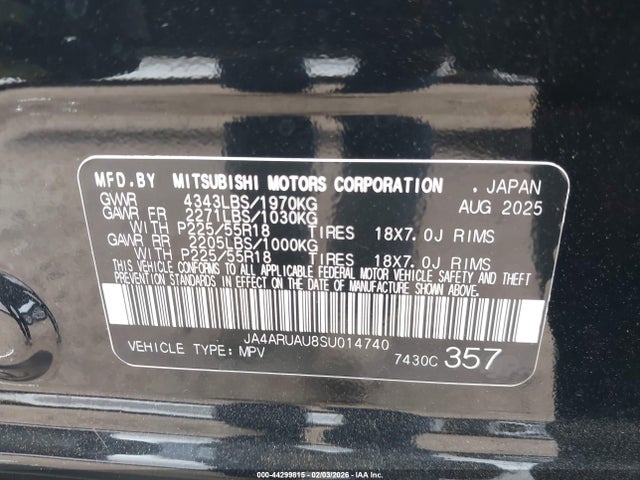 2025 MITSUBISHI OUTLANDER SPORT JA4ARUAU8SU014740 Photo 8