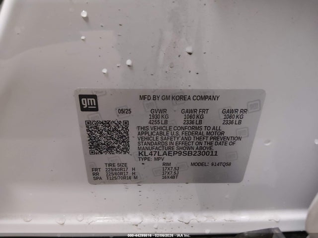 44299816 :رقم المزاد ، KL47LAEP9SB230011 vin ، 2025 Buick Envista Preferred Fwd مزاد بيع