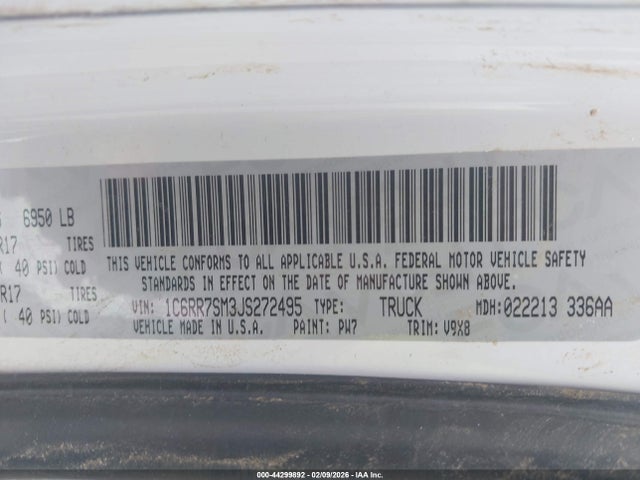 Aukcja sprzedaży 2018 Ram 1500 Tradesman  4x4 6'4 Box, vin: 1C6RR7SM3JS272495, numer aukcji: 44299892
